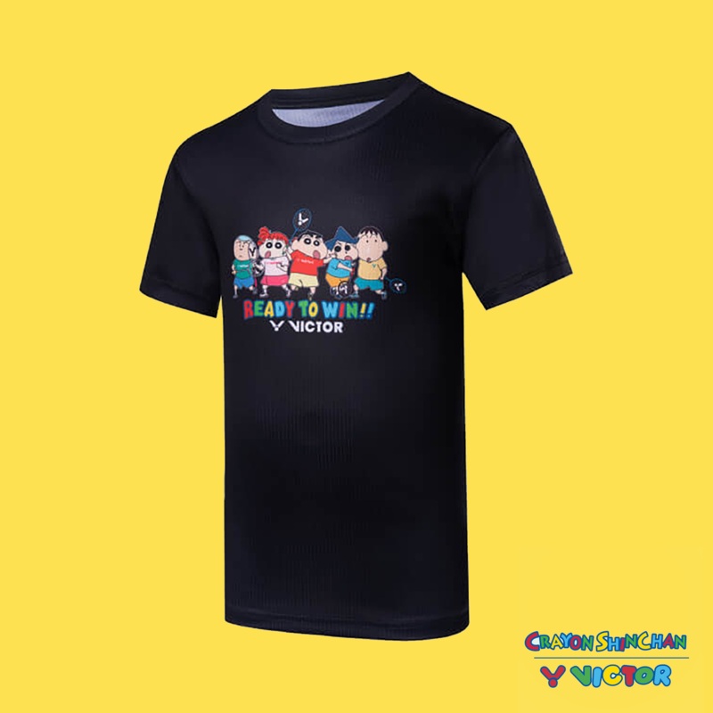 Victor x Crayon Shin Chan Junior T-Shirt T-403JRCS C (Black)