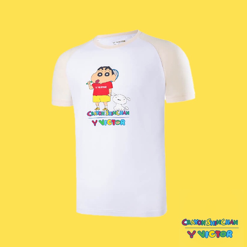 Victor x Crayon Shin Chan Unisex T-Shirt T-401CS L (White)