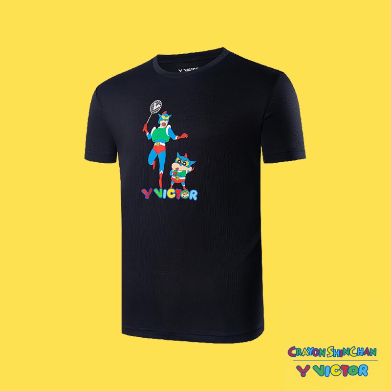 Victor x Crayon Shin Chan Unisex T-Shirt T-402CS C (Black)