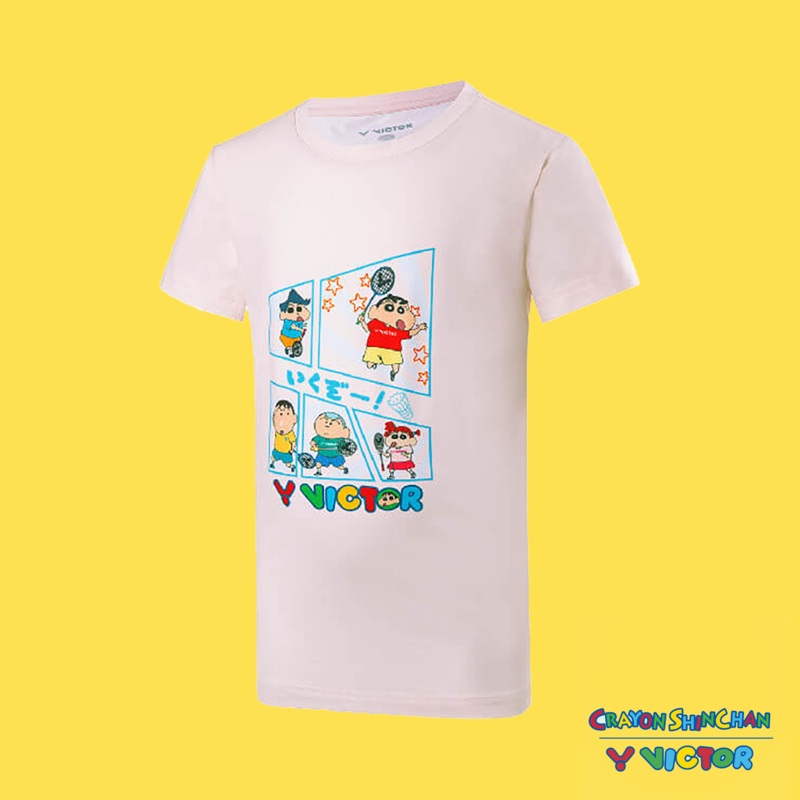 Victor x Crayon Shin Chan Unisex T-Shirt T-404CS L (Light Pink)