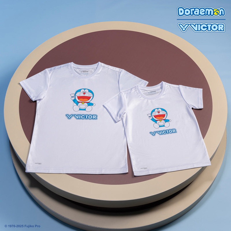 Victor x Doraemon Unisex T-Shirt T-501DRM-A (White)