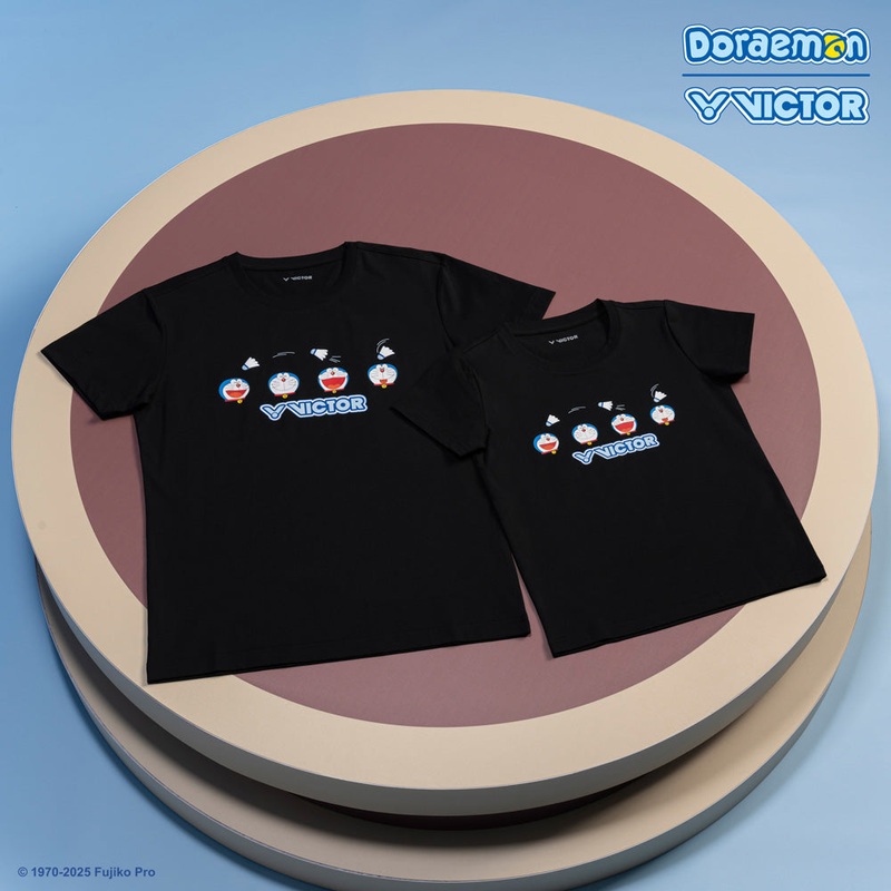 Victor x Doraemon Unisex T-Shirt T-502DRM-C (Black)