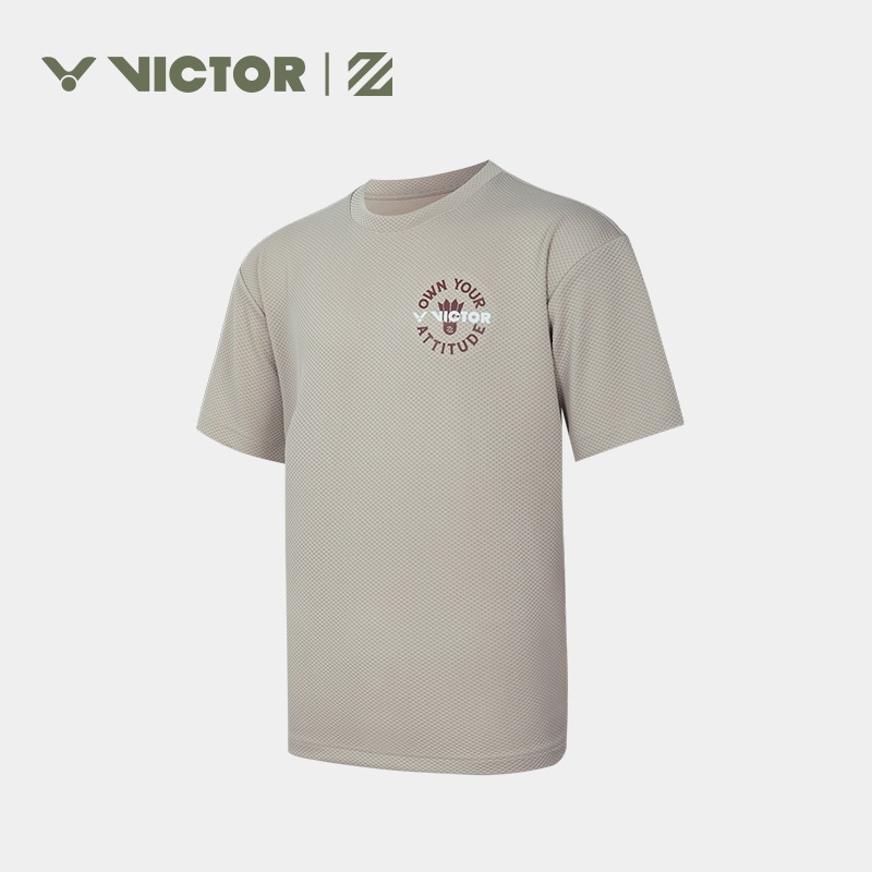Victor X LZJ Badminton/ Sports Fashion Oversized Shirt T-4503LZJ H Brown Grey MEN’S