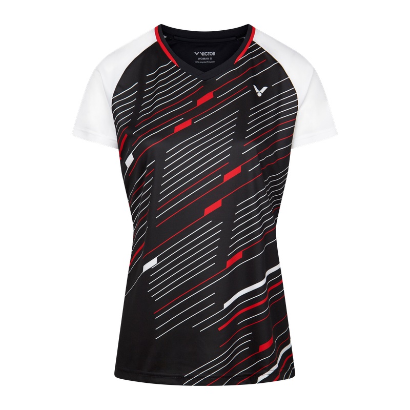 VICTOR T-SHIRT  T-44101 C BLACK/RED WOMENS