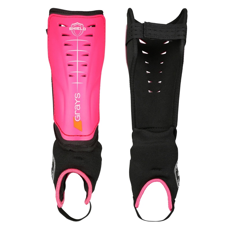 Shield Hockey Shinguards|Fluo Pink/Black|2X-Small|X-Small|Small|Medium|Large