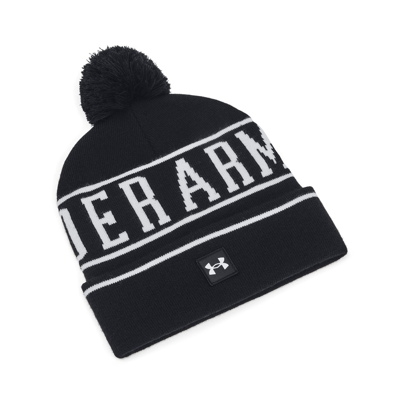 UA Men’s Halftime Pom Beanie|Black/White/White|One Size