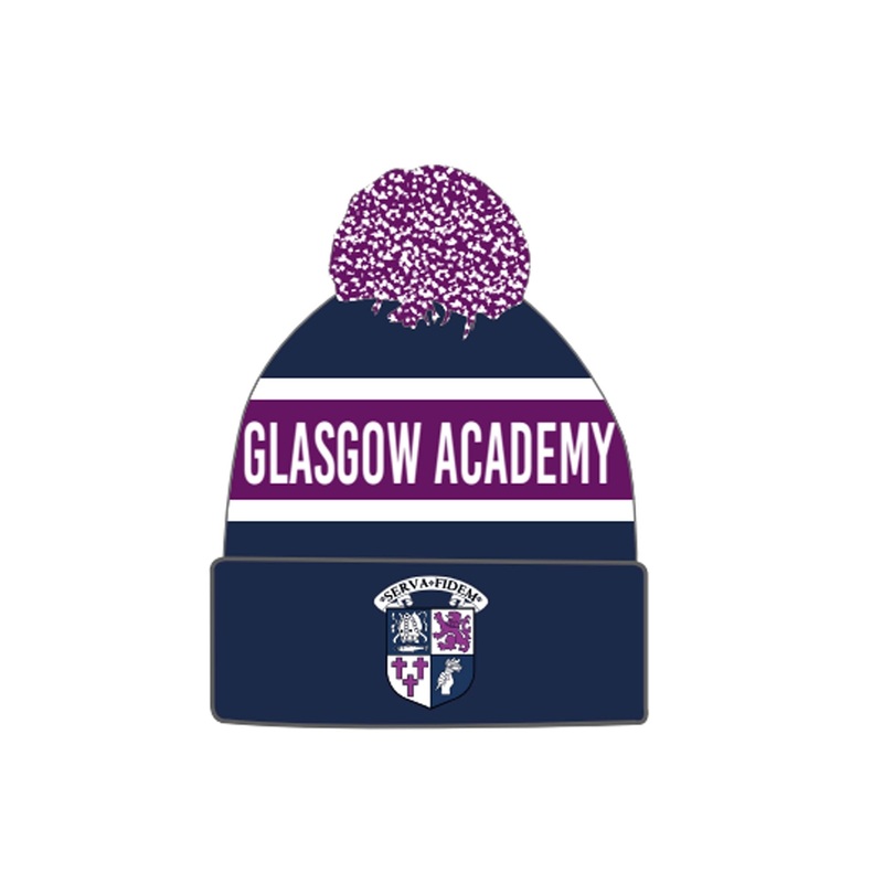 TGA Knitted Bobble Hat|Navy/Purple/White|One Size