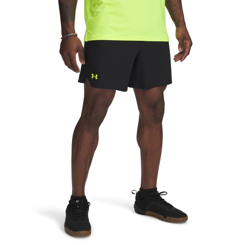 UA Vanish Woven 6 Shorts|Black/High Vis Yellow|Small|Medium|Large|X-Large