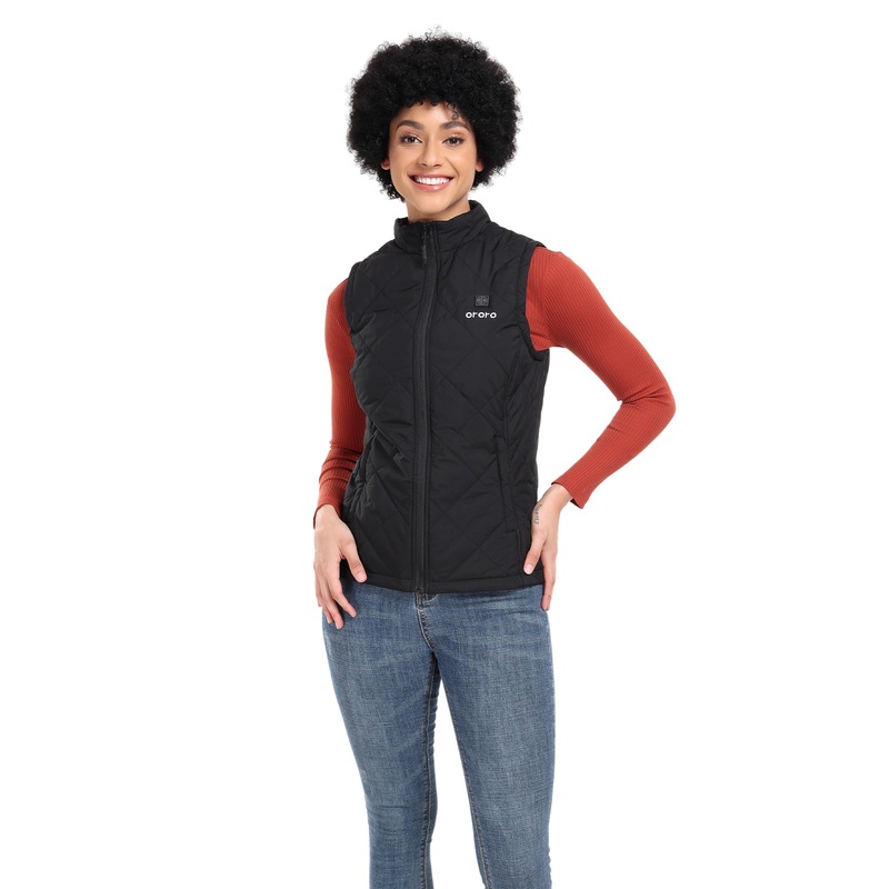 Women’s Heated Quilted Gilet|Black|Small|Medium|Large