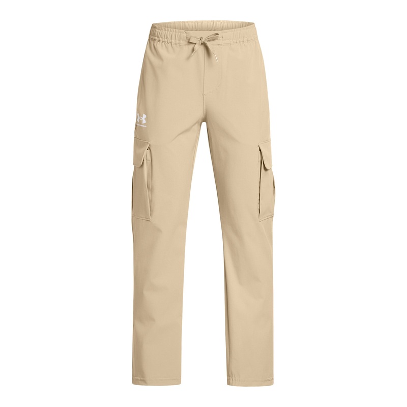 UA Icon Woven Pants Junior|City Khaki/White|YS 8-10Yr|YM 10-12Yr|YL 12-13Yr