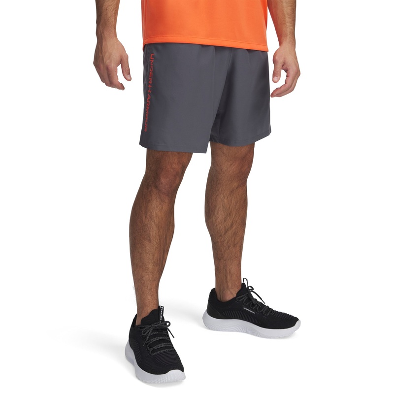 UA Woven Wordmark Shorts|Castlerock/Fire|Small|Medium|Large|X-Large