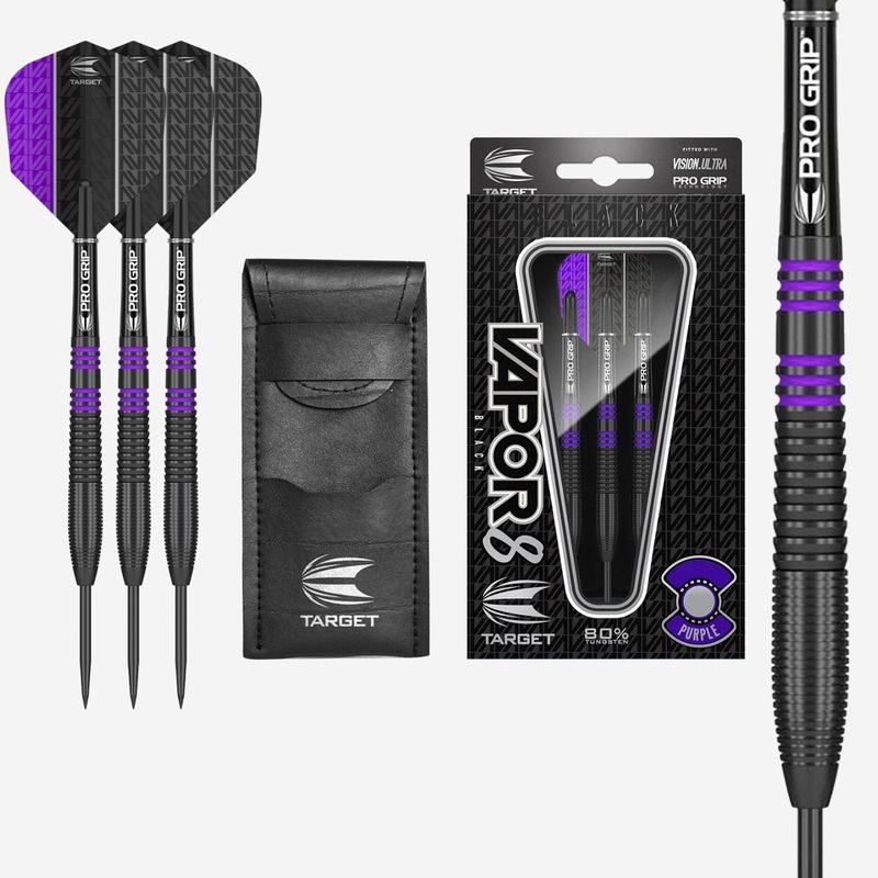 Vapor8 Black 80% Tungsten – Steel Tip Darts