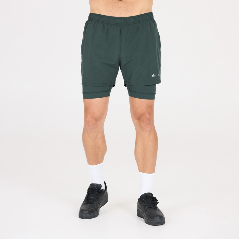 Zayne 2-in-1 Stretch Shorts|Dusty Forest|Small|Medium|Large|X-Large|2X-Large