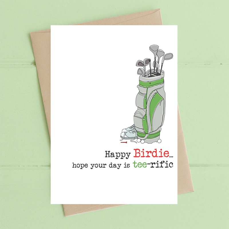 Golf – Happy Birdie – tee-rific – Greetings Card