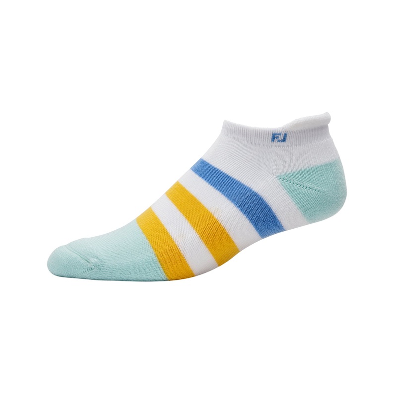 Prodry Roll Tab Sock Womens|White/Green/Yellow|UK4-7