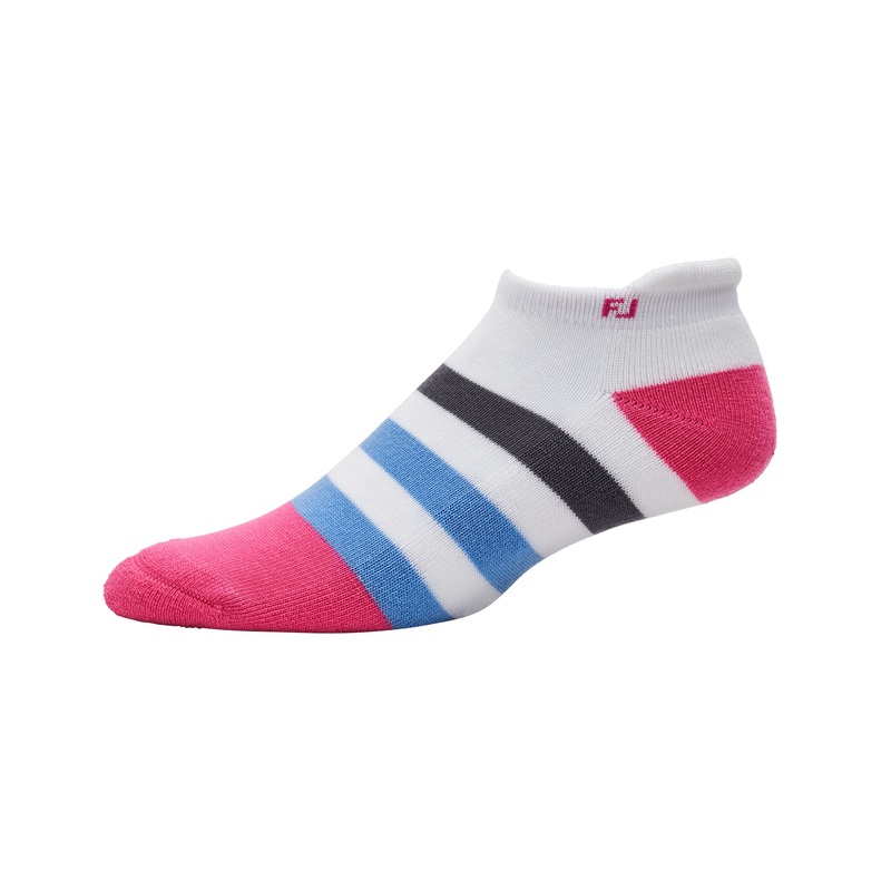 Prodry Roll Tab Sock Womens|White/Hot Pink/Blue|UK4-7