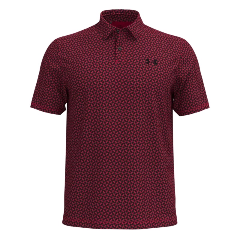 UA Golf T2G Printed Polo|Racer Red-Black-Black|Small|Medium|Large|X-Large|2X-Large
