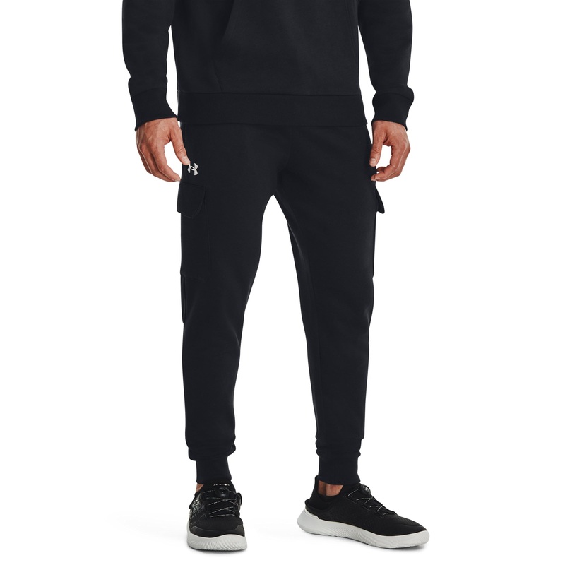 UA Rival Fleece Cargo Joggers|Black/White|Small|Medium|Large|X-Large