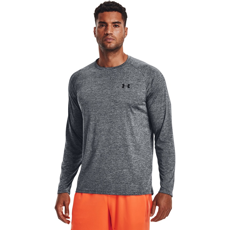 UA Tech Long Sleeve Tee|Pitch Grey/Black|Small|Medium|Large|X-Large|2X-Large