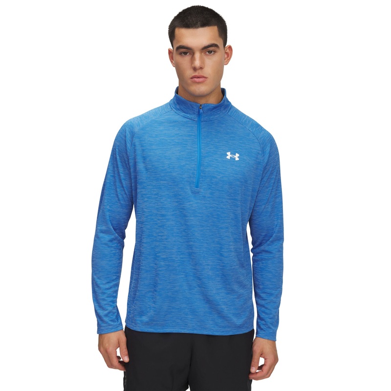 UA Tech Textured 1/2 Zip|Blue Atlantis/White|Small|Medium|Large|X-Large