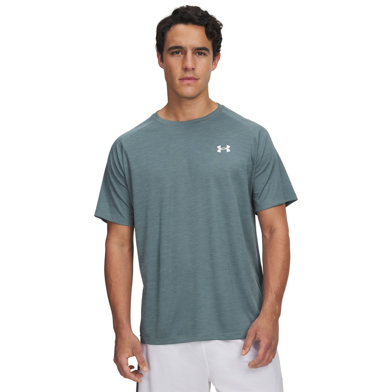 UA Tech Textured SS Tee Shirt|Jasper Blue/White|Small|Medium|Large|X-Large|2X-Large