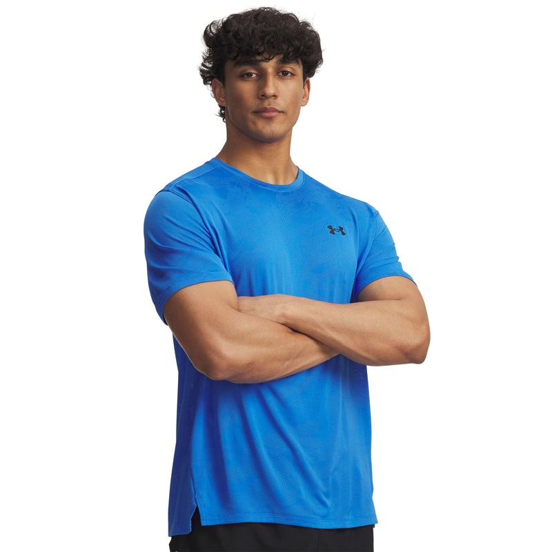 UA Tech Vent Jacquard T-Shirt|Blue Atlantis/Black|Small|Medium|Large|X-Large