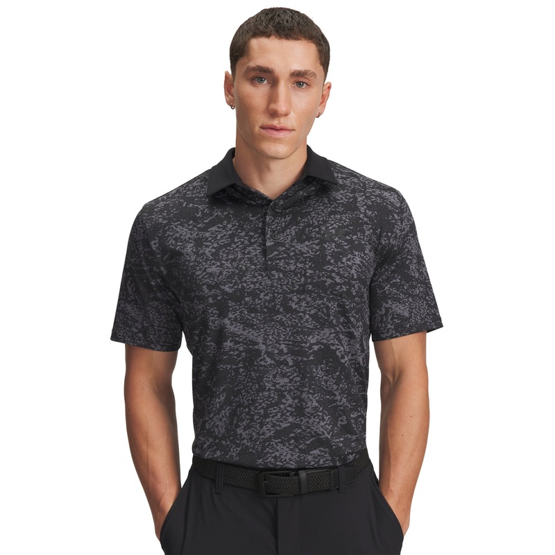 UA Playoff 3.0 Printed Polo|Black/Castlerock/Black|Small|Medium|Large|X-Large|2X-Large