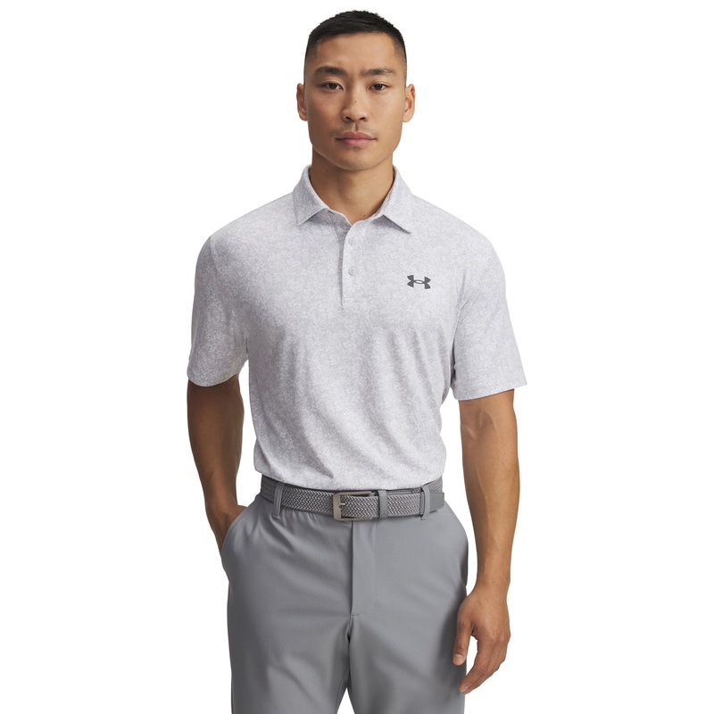 UA Playoff 3.0 Printed Polo|White/Halo Grey/Castlerock|Small|Medium|Large|X-Large|2X-Large