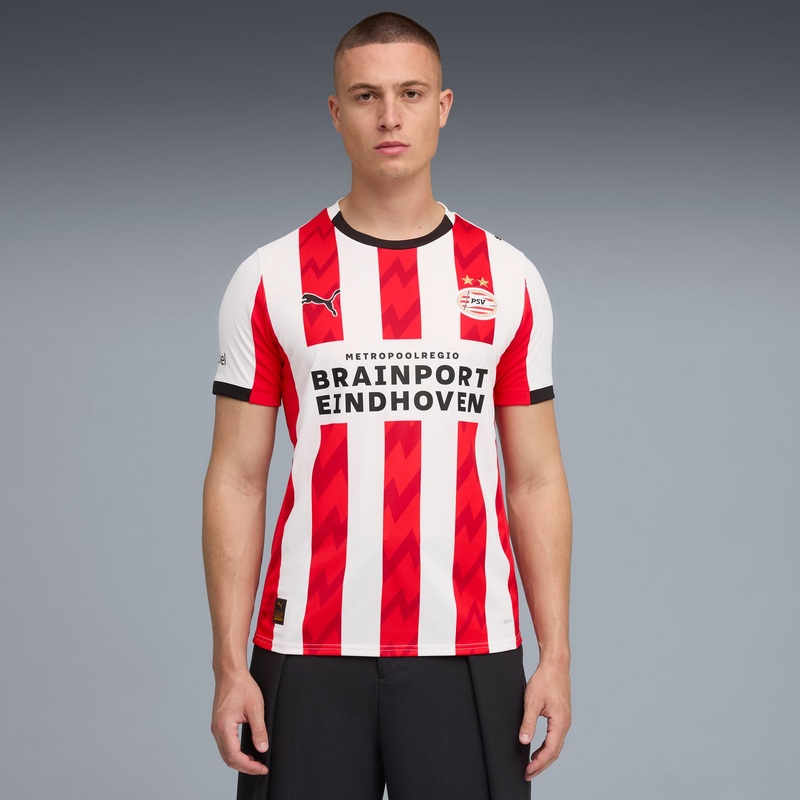 PSV 25/26 Home Football Shirt|Puma White/For All Time Red|Small|Medium|Large|X-Large