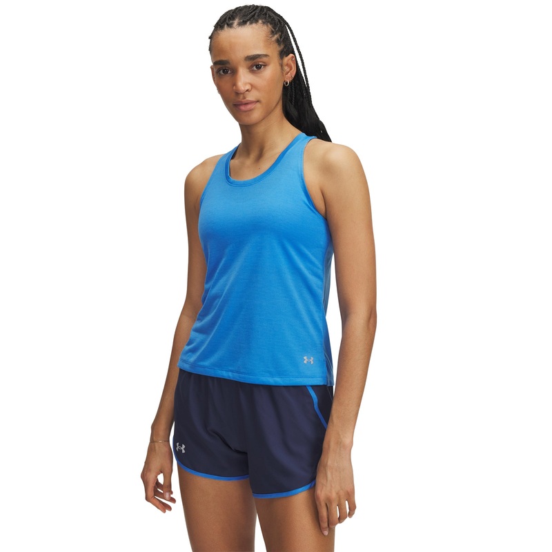 UA Launch Singlet Womens|Blue Atlantis/Reflective|Small|Medium|Large
