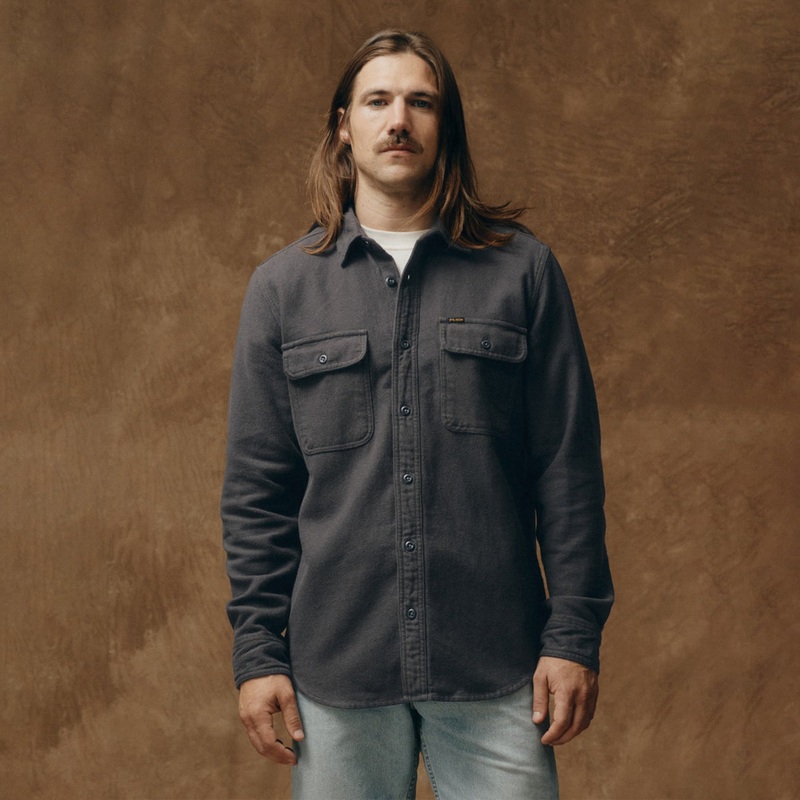 Vintage Flannel Work Shirt|Charcoal|Medium|Large