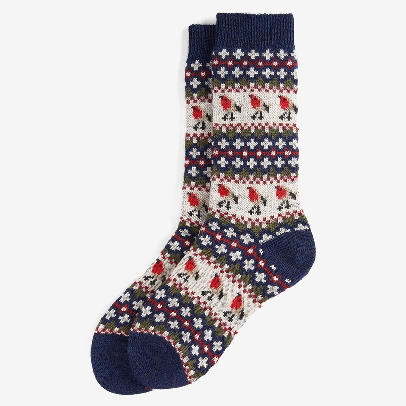 Robin Fair Isle Socks|Navy|M-UK6-8|L-UK9-11