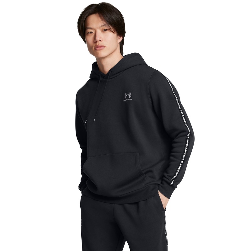 UA Icon Fleece Taping Hoodie|Black/White|Small|Medium|Large|X-Large