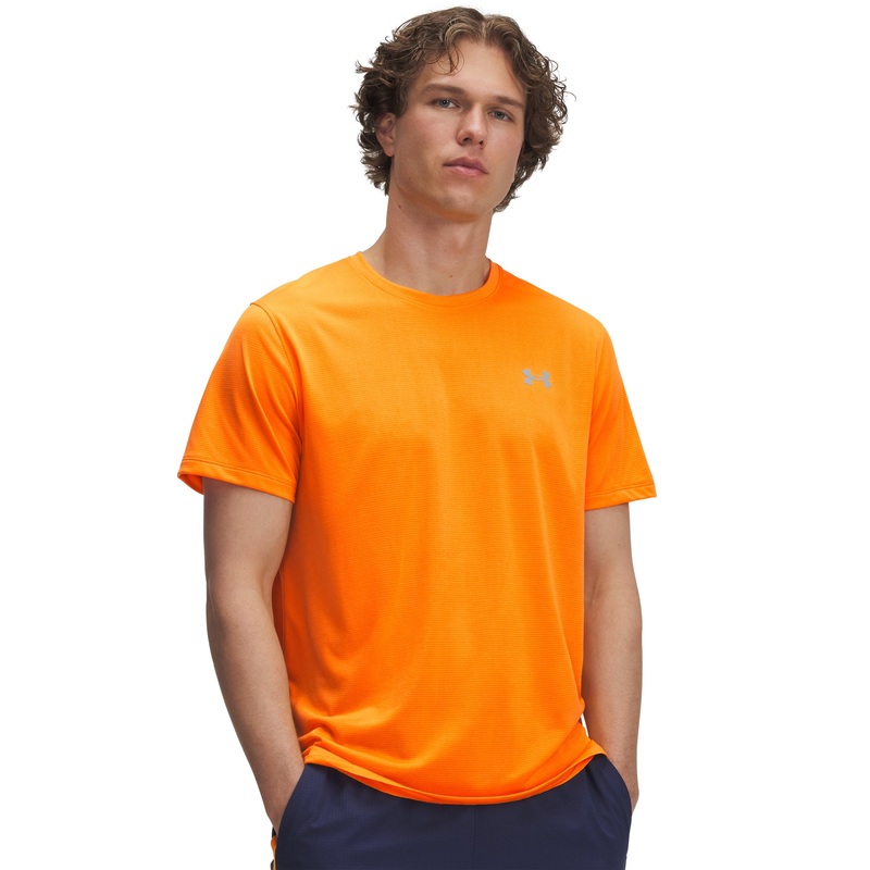 UA Launch Short Sleeve Tee|Squad Orange/Reflective|Small|Medium|Large|X-Large