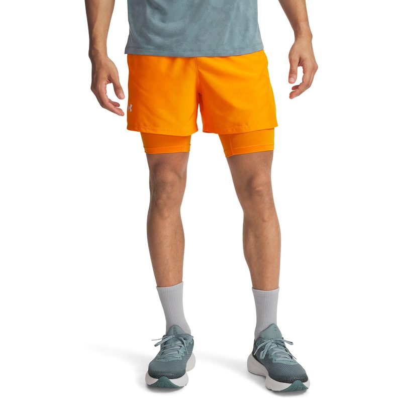UA Launch 5 2 In 1 Shorts|Squad Orange/Squad Orange/Reflective|Small|Medium|Large|X-Large