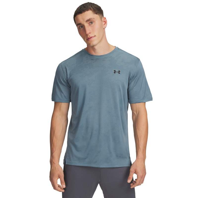UA Tech Vent Jacquard T-Shirt|Jasper Blue/Black|Small|Medium|Large|X-Large|2X-Large