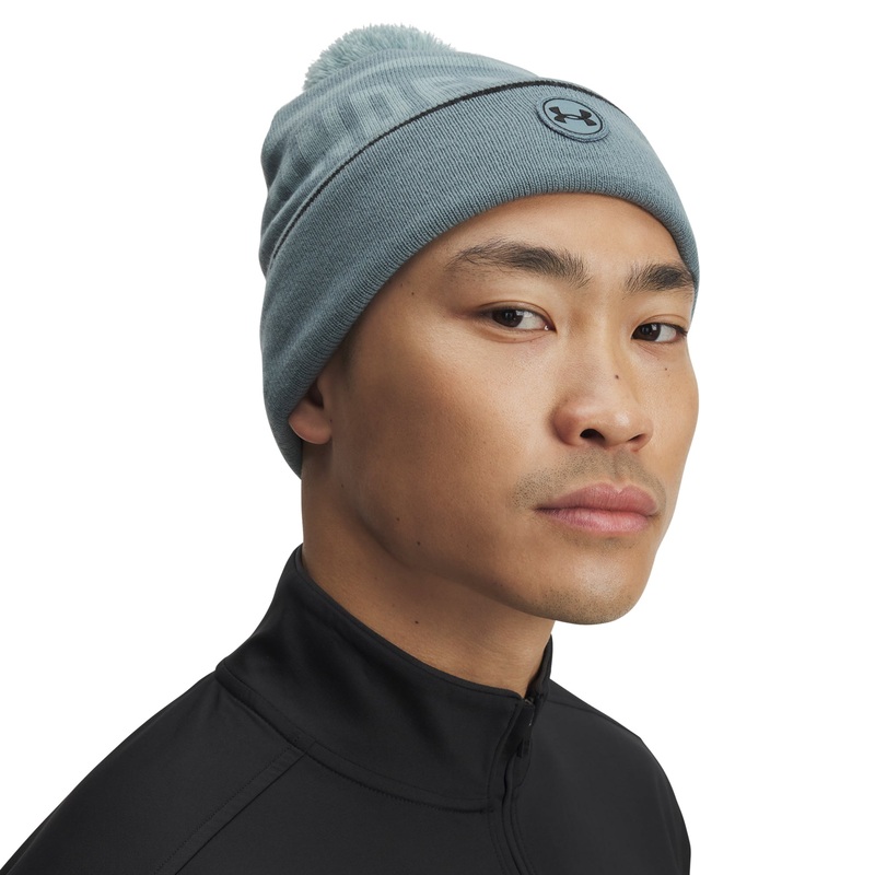 UA Men’s Drive Pom Beanie|Jasper Blue/Serpentine/Black|One Size