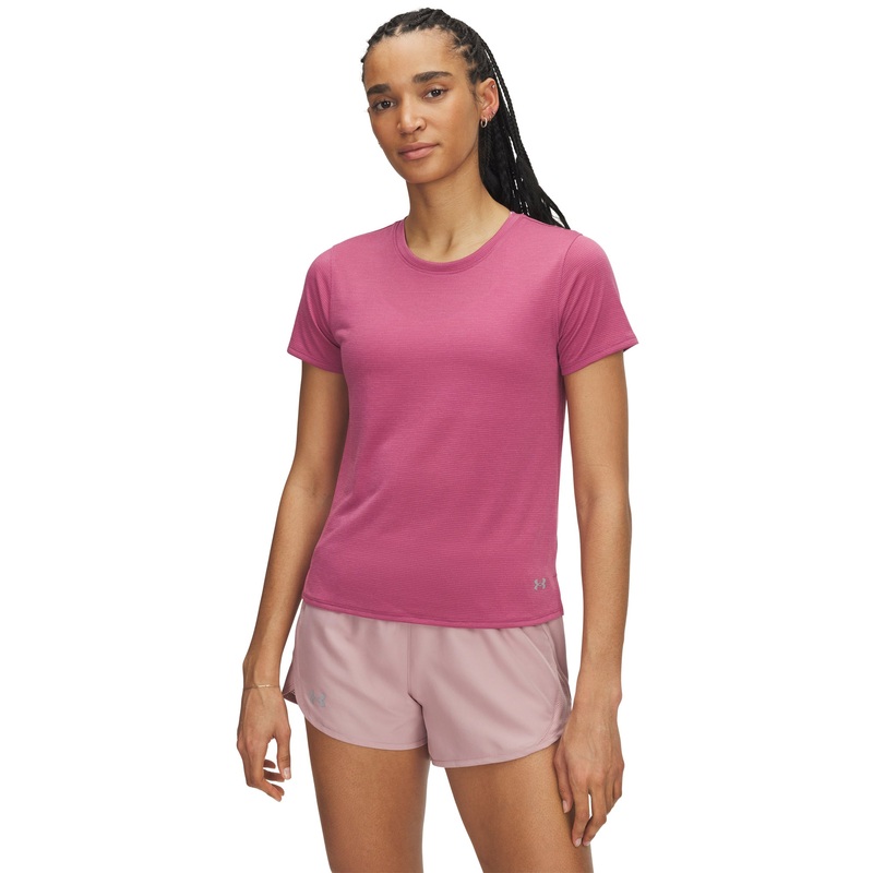 UA Launch Tee Womens|Fuchsia Dusk/Reflective|X-Small|Small|Medium|Large
