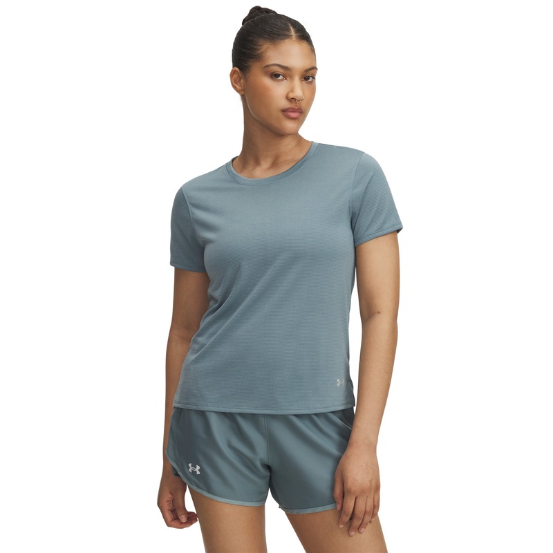 UA Launch Tee Womens|Jasper Blue/Reflective|X-Small|Small|Medium|Large