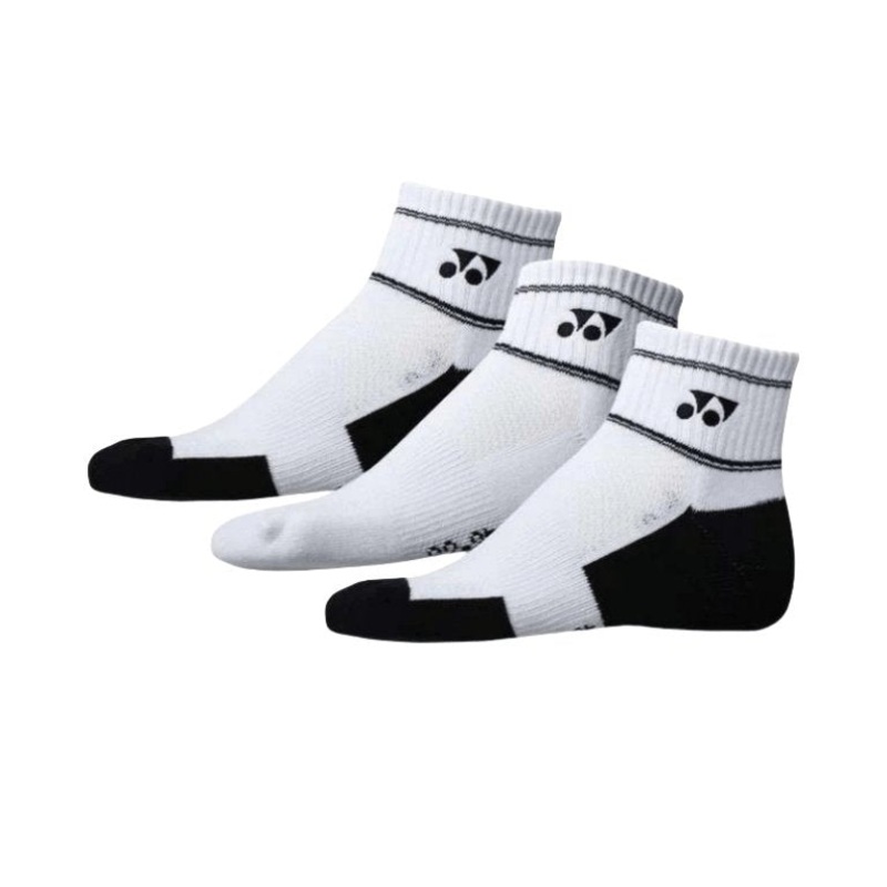 YONEX Quarter Socks (Pack of 3) 8423 Assorted/White