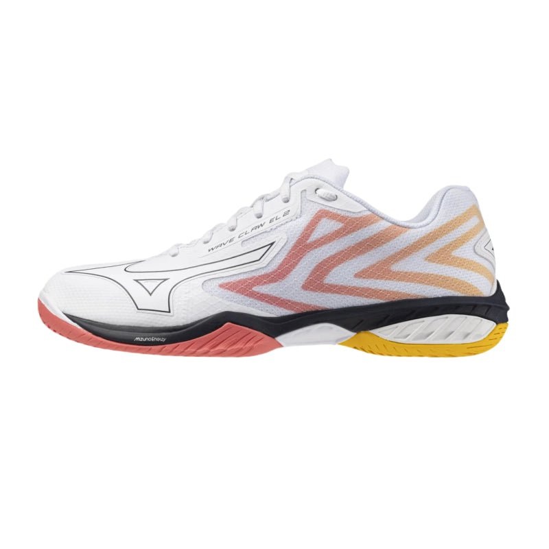 MIZUNO WAVE CLAW EL 2 UNISEX Badminton Shoes – White/Baritone Blue/Calypso Coral