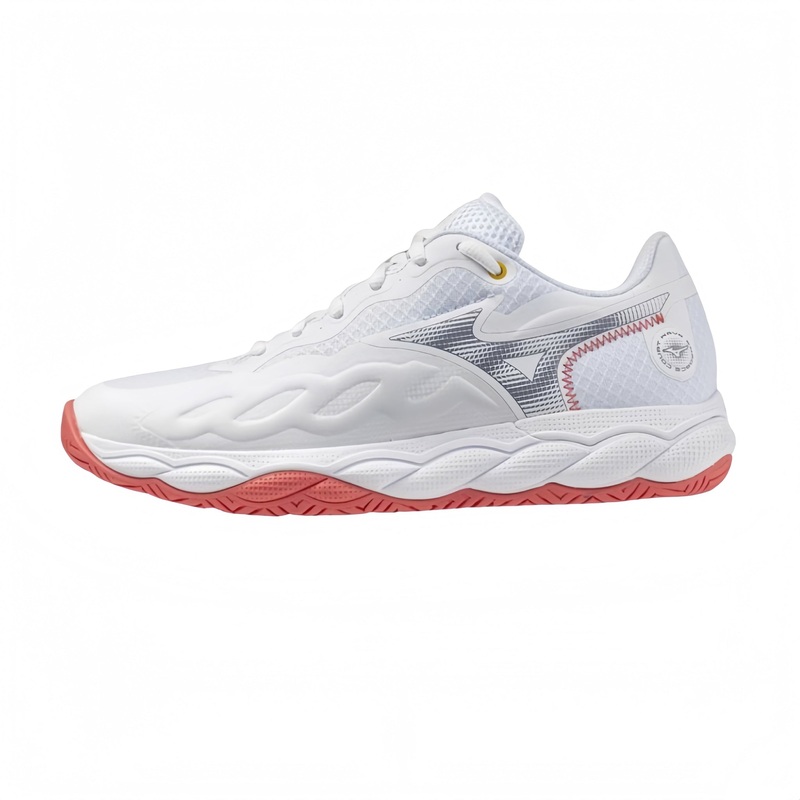 MIZUNO WAVE ENFORCE COURT AC WOMEN’S Tennis Shoes – White/Blue Granite/Calypso Coral