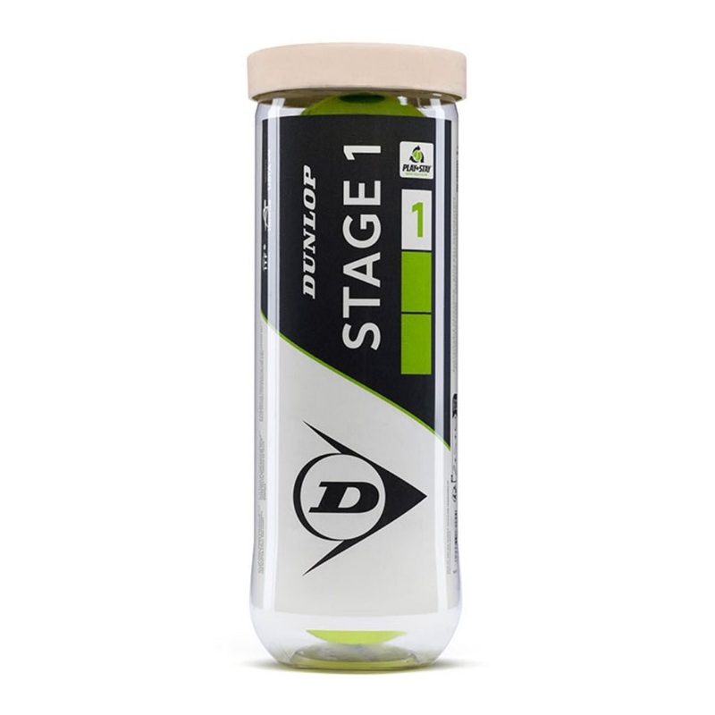 DUNLOP Stage 1 Green (4 In 1 Tube) Tennis Balls  ITF Approved Beginner Ball