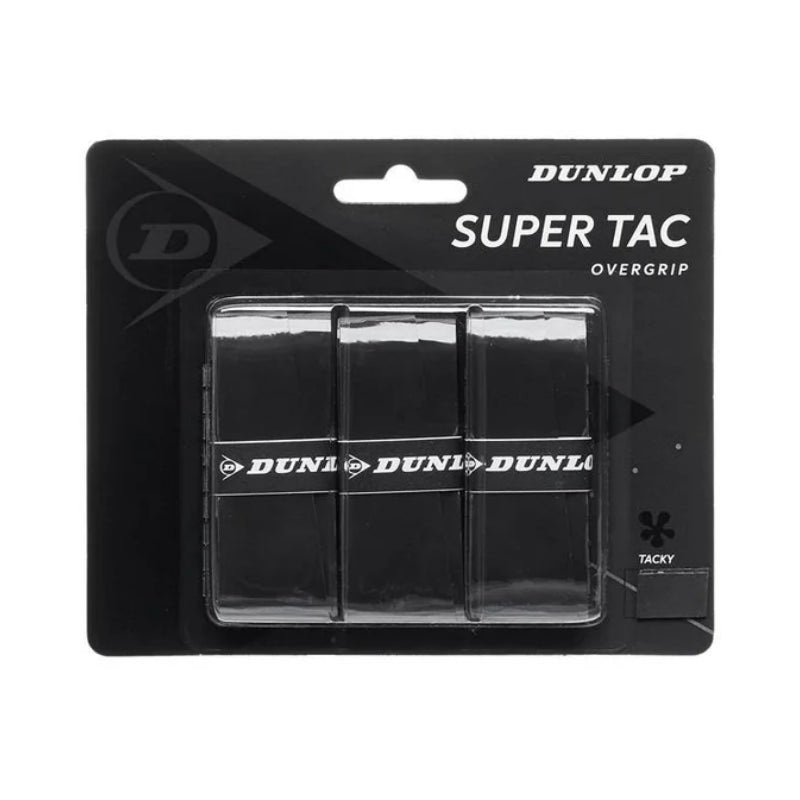 DUNLOP Super Tac Overgrip (3 Wraps)  Black | Ultra Tacky & Durable