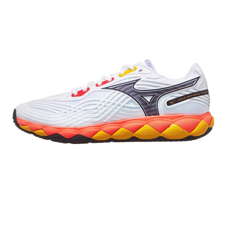 MIZUNO WAVE ENFORCE TOUR 2 AC MEN’S Tennis Shoes – White/Fiery Coral/Citrus