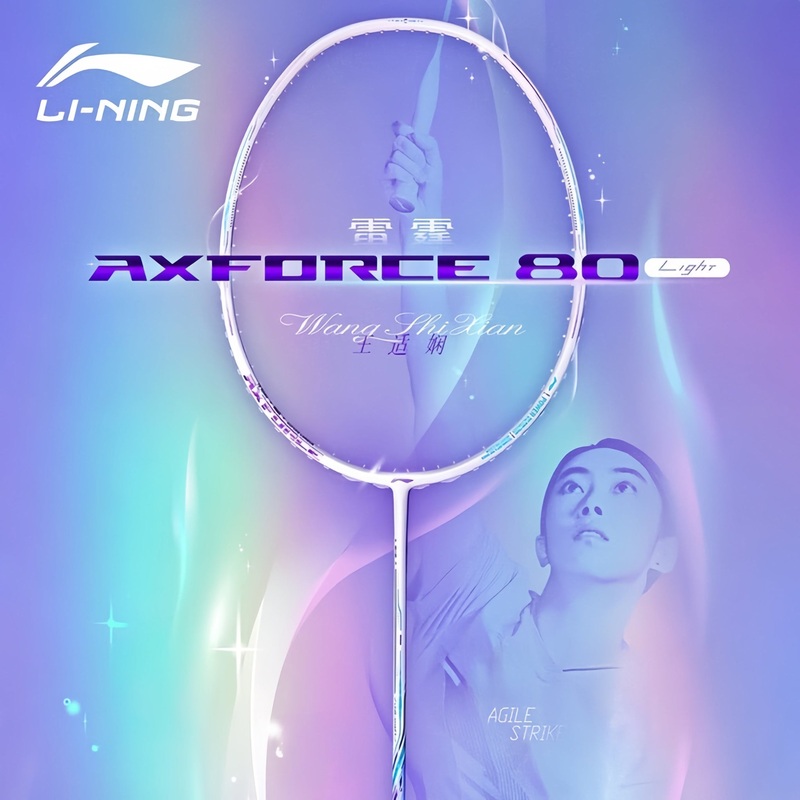 LI-NING 2025 AXFORCE 80 LIGHT (White/Blue) Badminton Racquet  Unstrung & Free Grip
