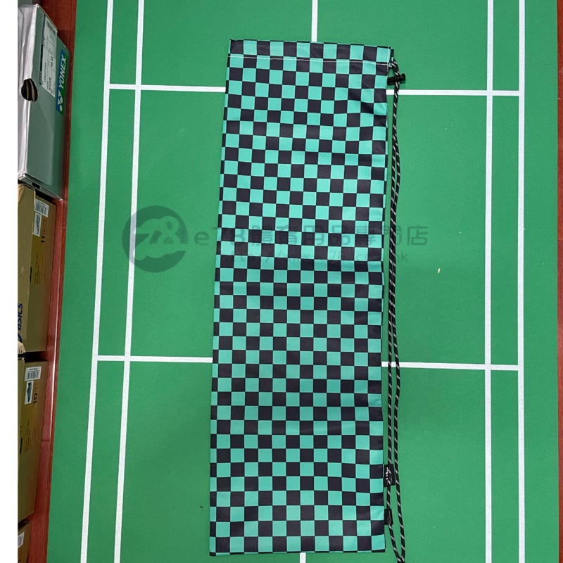 Handmade Water Resistant Racket Case (Green black grid 203
