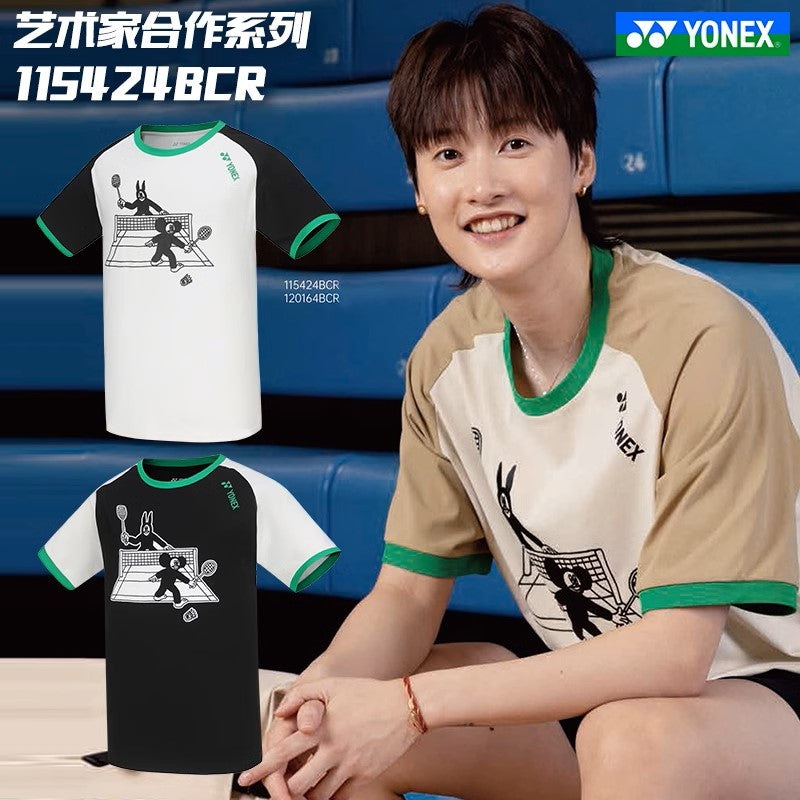 YONEX UNI T-Shirt 115424BCR|Off-white (200)|Khaki beige (504)|Black (007)|S|M|L|O (XL)|XO (XXL)|XXO (XXXL)