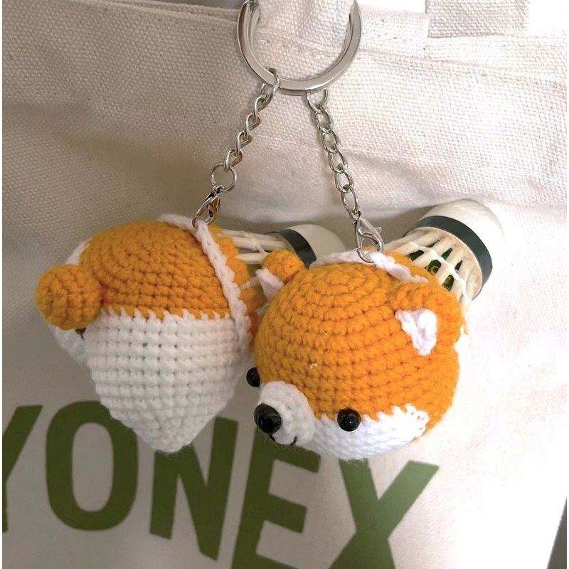 Handmade Corgi Badminton Shuttlecocks Keychain CKEY012