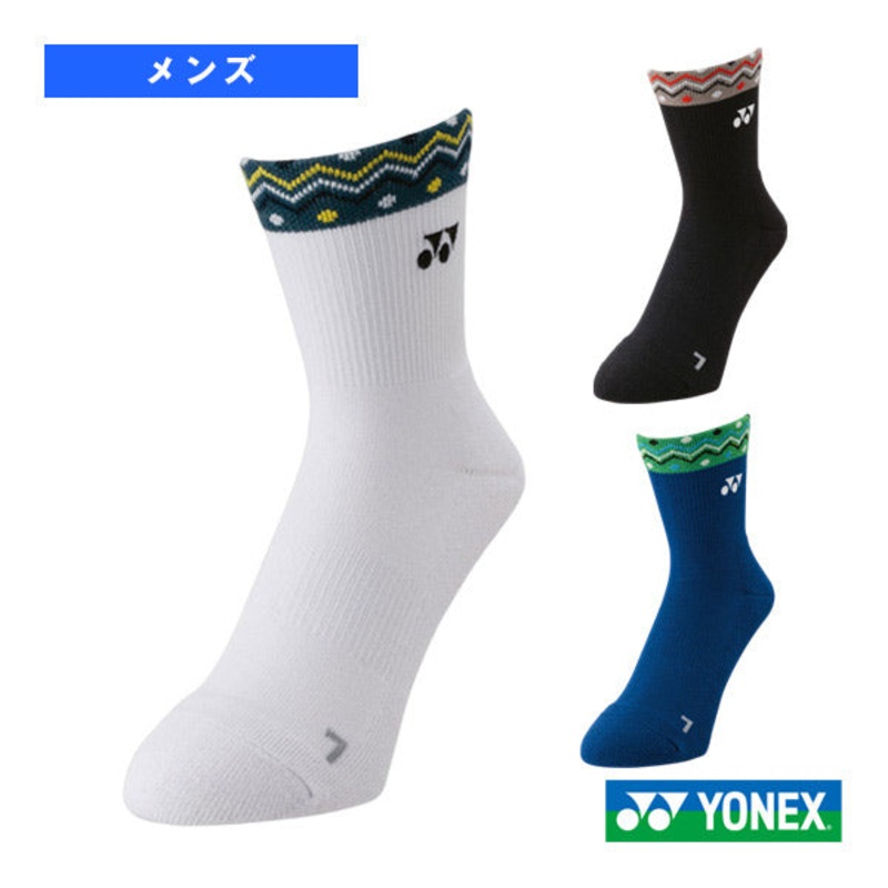 YONEX Men’s Half Socks 19243Y|Black|White|Blast Blue